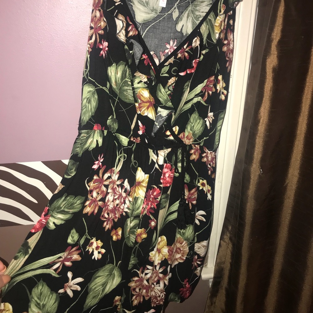 Black floral romper.